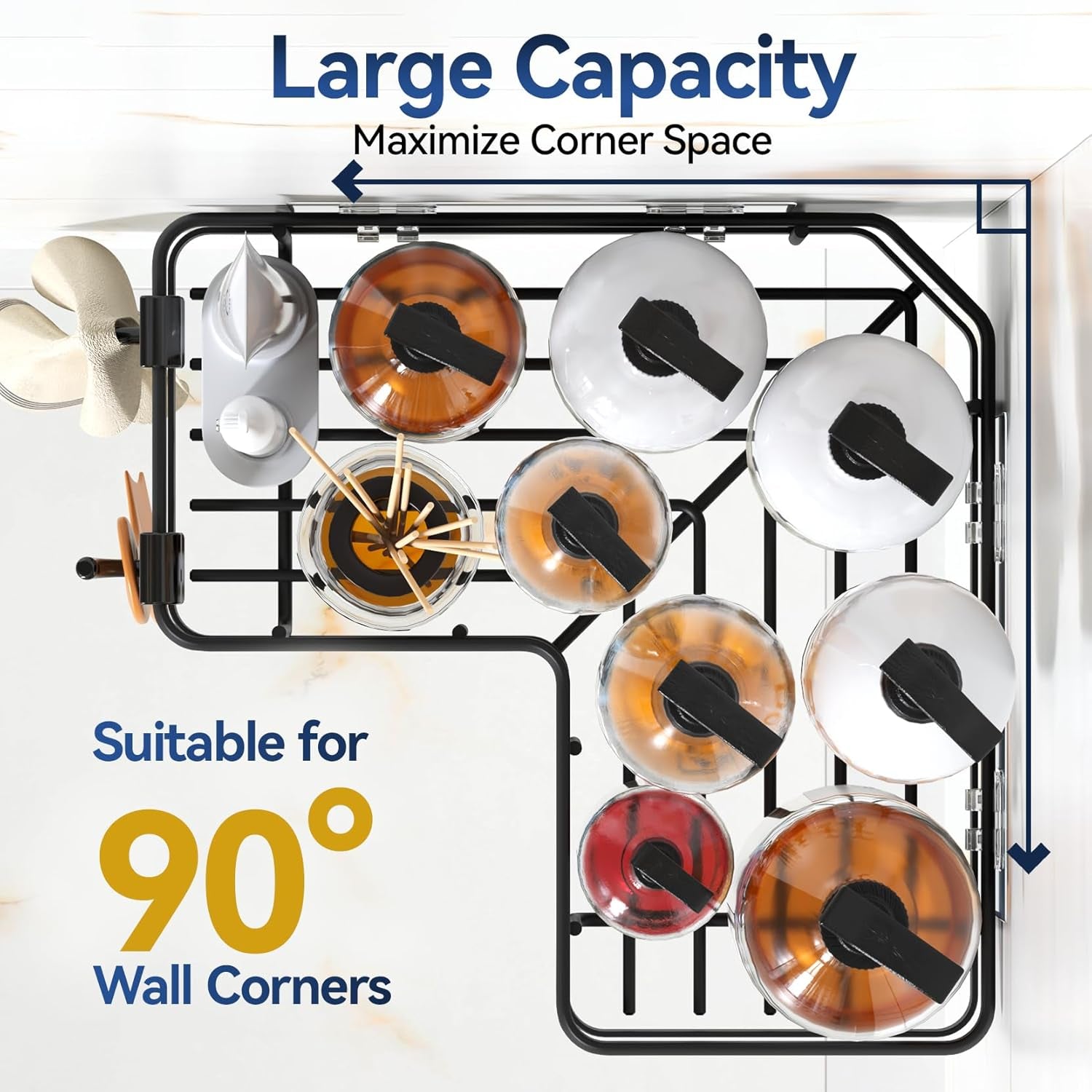 Corner Caddy 3-Pack: Rustproof Shower Organizer with Hooks