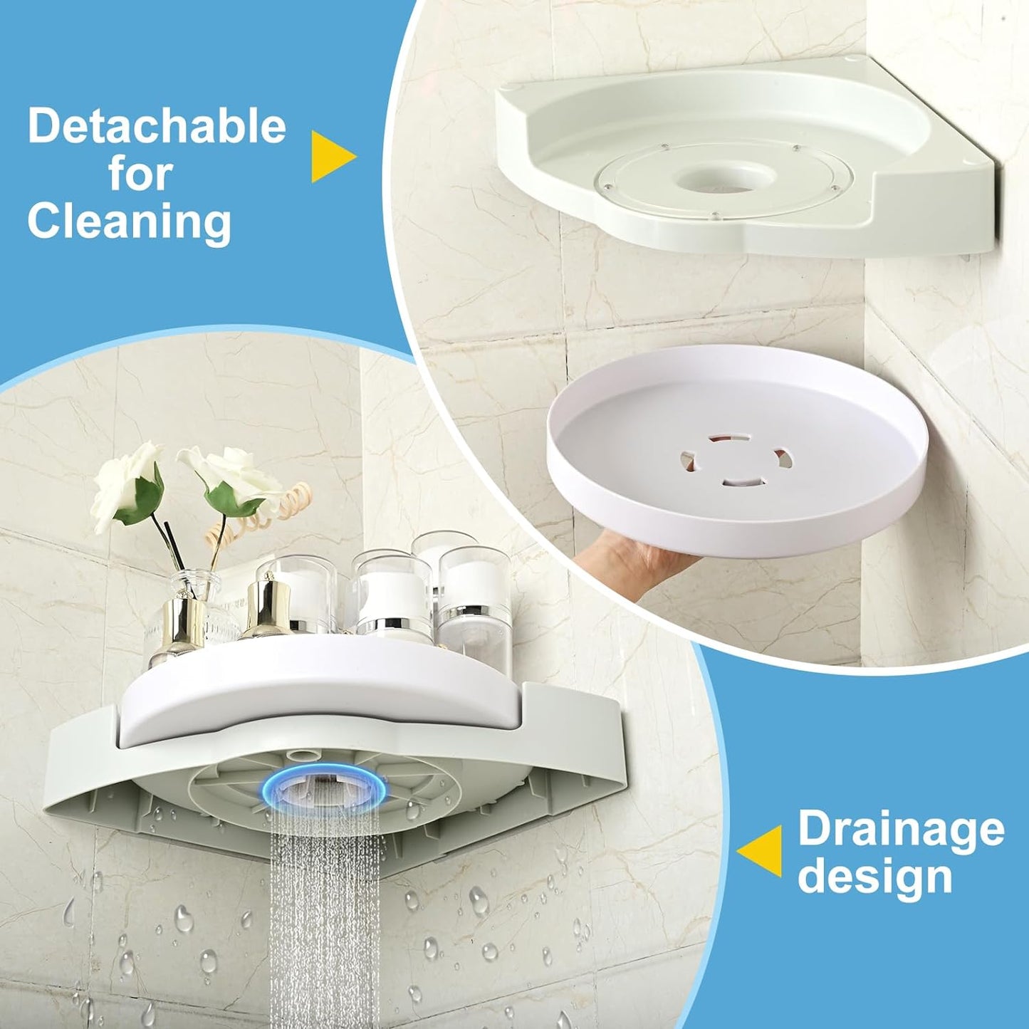 360° Rotating Shower Corner Organizer with Turntable